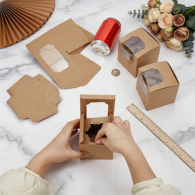 Cube Paper Cupcake Storage Boxes with Visible Window BAKE-WH0002-002A-1