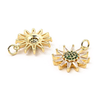 Rack Plating Brass Micro Pave Clear Cubic Zirconia Pendants KK-M253-10G-05-1