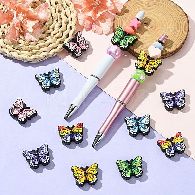 12Pcs 6 Styles Butterfly Food Grade Eco-Friendly Silicone Beads SIL-CJ0001-89-1