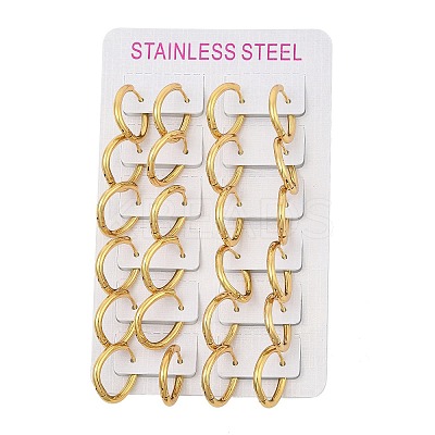 PVD Vacuum Plating 202 Stainless Steel Huggie Oval Hoop Earrings EJEW-H003-07G-06-1