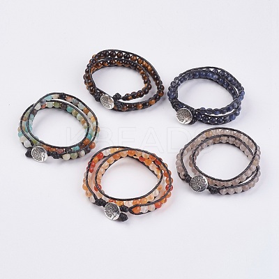 Natural Gemstone Wrap Bracelet BJEW-JB03613-1