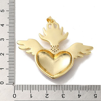 Rack Plating Brass Micro Pave Cubic Zirconia with Epoxy Resin Pendants KK-P241-42G-1