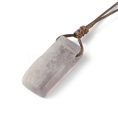 Natural Amethyst Nugget Pendant Necklace with Waxed Cord for Women NJEW-F306-01C-1