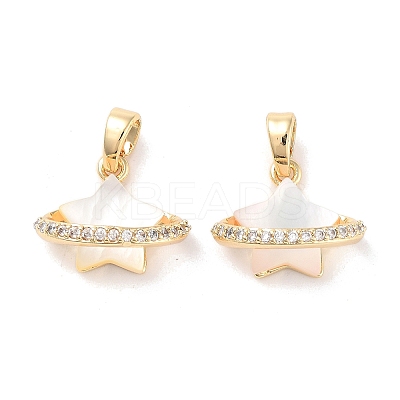 Brass Micro Pave Clear Cubic Zirconia Pendants KK-B102-29G-1