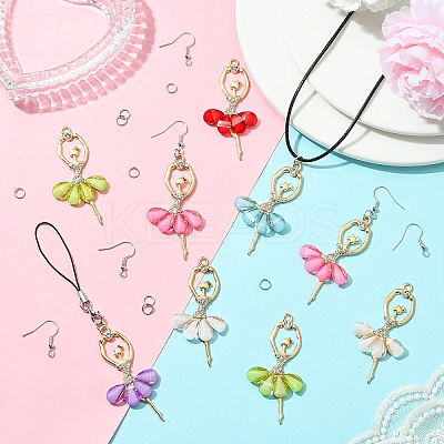 DIY Ballet Girl Alloy Pendant Earring/Necklace Making Kits DIY-YW0012-23-1