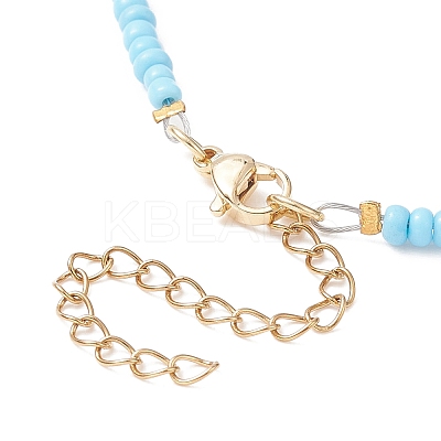 5Pcs 5 Style Glass & Plastic Word Beaded Necklaces Set NJEW-JN04316-1
