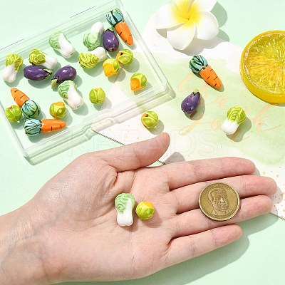 24Pcs 6 Styles Vegetable Theme Handmade Porcelain Beads PORC-CJ0001-25-1
