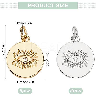 16Pcs 2 Colors Brass Pendants KK-BC0014-13-1