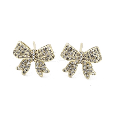 Rack Plating Brass Micro Pave Cubic Zirconia Stud Earring EJEW-C081-32G-1
