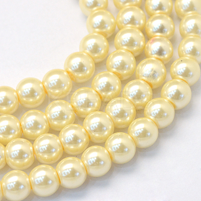 Baking Paint Pearlized Glass Pearl Round Bead Strands HY-Q330-8mm-21-1