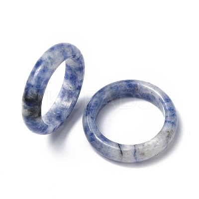 Natural Blue Spot Jasper Plain Band Ring RJEW-P044-01A-02-1