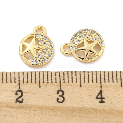Brass Micro Pave Clear Cubic Zirconia Charms KK-Z044-18G-1