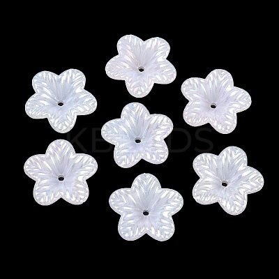 Plating Opaque Acrylic Imitation Shell Bead Cap OACR-P039-03C-1