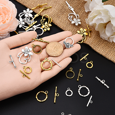 40 Sets 8 Styles Tibetan Style Alloy Toggle Clasps TIBE-YW0001-69C-1