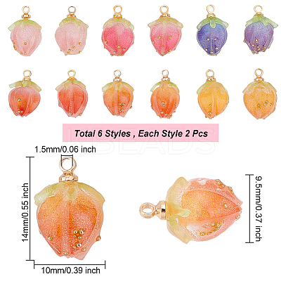 12Pcs 6 Colors Opaque Acrylic Charms MACR-OC0001-17-1