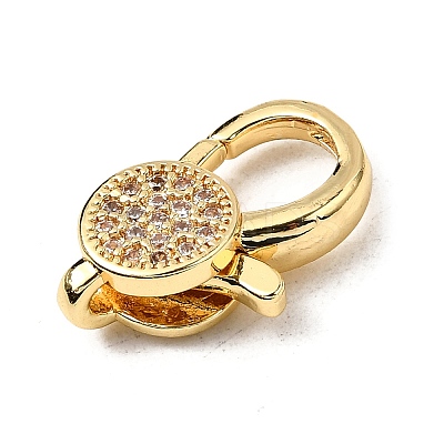Brass Clear Cubic Zirconia Lobster Claw Clasps KK-Z078-47B-G-1
