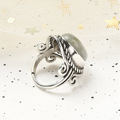 Natural Labradorite Adjustable Rings RJEW-I108-01AS-03-1
