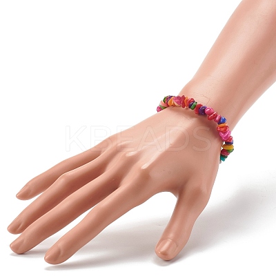 Natural Dyed Chip Shell Beads Stretch Bracelets for Children BJEW-JB06395-01-1