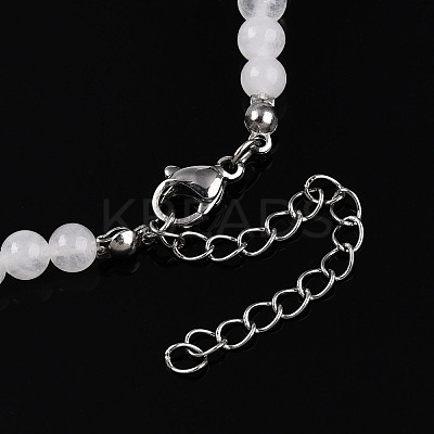 Natural Quartz Crystal 4.5mm Round Beaded Rock Crystal Flower Pendant Necklaces NJEW-T016-04P-1