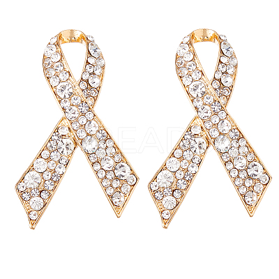 2Pcs Awareness Ribbon Alloy Rhinestone Brooches for for Backpack Clothes JEWB-FH0002-19G-1