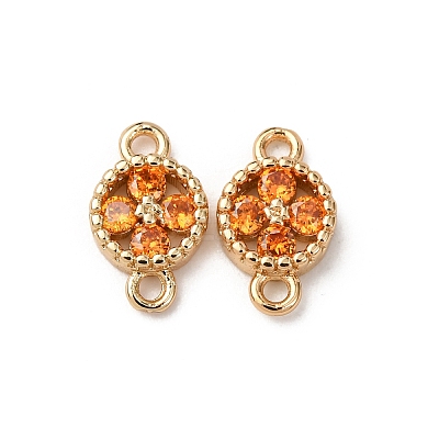 Brass Pave Cubic Zirconia Connector Charms ZIRC-L105-02G-1