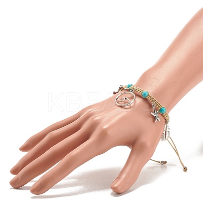 Synthetic Turquoise Braided Bead Bracelet BJEW-JB07988-1