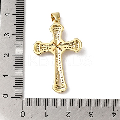 Rack Plating Brass Micro Pave Clear Cubic Zirconia Pendants KK-B092-36G-1