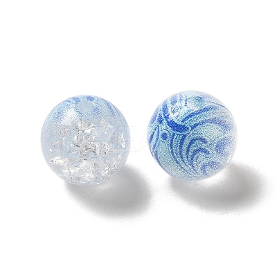 Duotone Spray Painted Crackle Acrylic Beads OACR-G029-02E-1