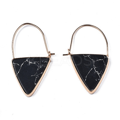 Synthetic Turquoise Triangle Dangle Hoop Earrings G-S359-363A-1