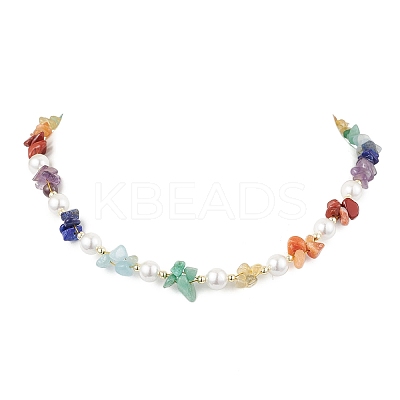 Chakra Theme Natural Red Aventurine & Red Jasper & Green Aventurine & Aquamarine & Citrine & Lapis Lazuli & Amethyst NJEW-JN05086-1