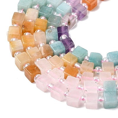 Natural Rose Quartz & Red Aventurine & Amethyst & Yellow Aventurine & Dyed White Jade Beads Strands G-H333-03B-1