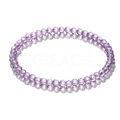 4mm Prism Faceted Rondelle Glass Beaded Stretch Bracelets for Women EH2213-3-1