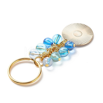 4Pcs Flat Round/Spaceman Alloy Enamel Pendant Keychain KEYC-JKC00412-03-1