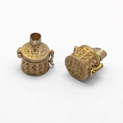 Brass Prayer Box Pendants KK-F722-29C-RS-1