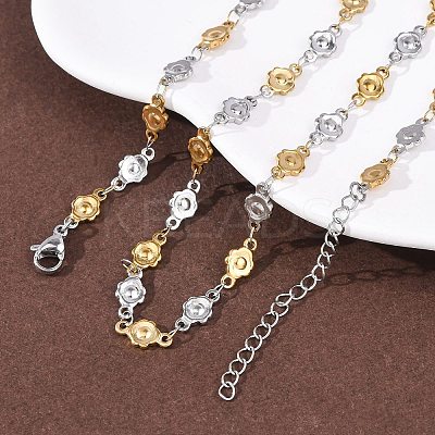 5.5MM 304 Stainless Steel Flower Link Chain Necklaces NJEW-P346-01A-1