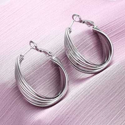 Brass Twist Hoop Earrings EJEW-R025-30P-1