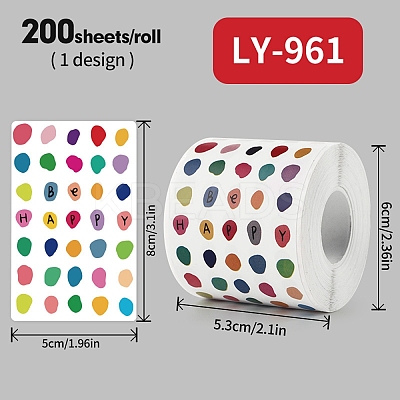 200Pcs Thank You Theme Stickers Roll DIY-M070-01A-1