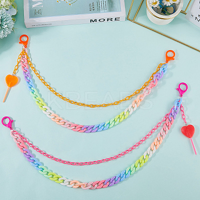 2Pcs 2 Colors Acrylic Two Layers Chain Belts AJEW-GF0011-19A-1