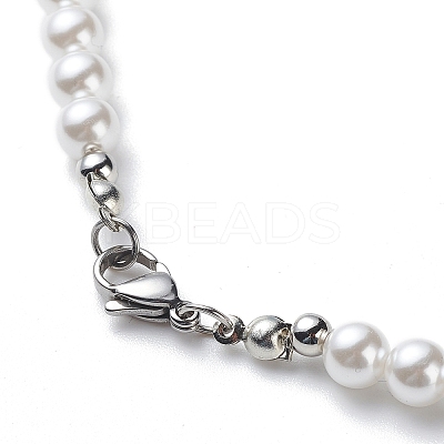 Plastic Pearl Daisy Pendant Dangle Earrings & Stretch Bracelet & Pendant Necklace SJEW-JS01256-1
