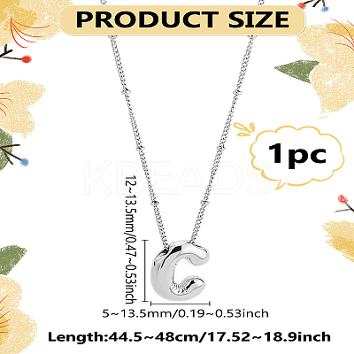 1pc Brass Chain with Alloy Letter Pendants Necklaces NJEW-LP0001-41C-P-1