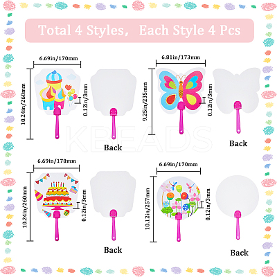 16Pcs 4 Styles Paper Hand Held Fan DIY-GF0010-33-1