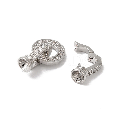 Rack Plating Brass Micro Pave Clear Cubic Zirconia Fold Over Clasps KK-A222-04C-P-1