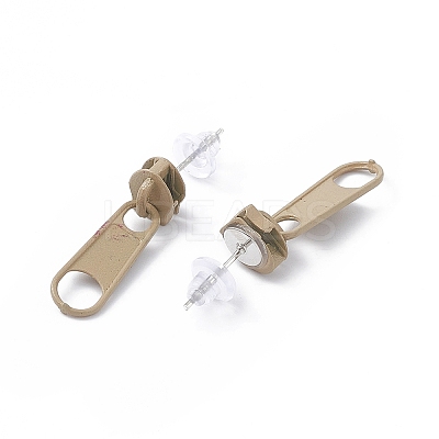 Alloy Zipper Buckle Dangle Stud Earrings with Iron Pins for Women LS-EJEW-A090-01F-1