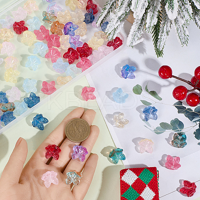 110Pcs 11 Colors Christmas Theme Transparent Spray Paint Glass Beads GLAA-PA0001-20-1