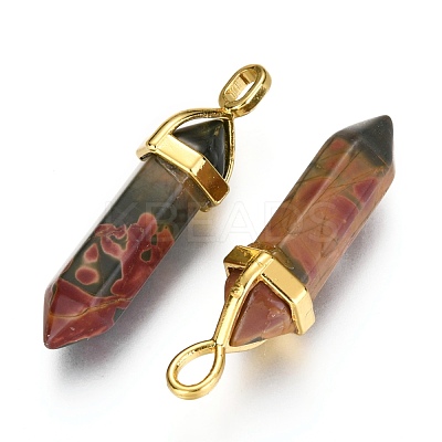 Natural Polychrome Jasper/Picasso Stone/Picasso Jasper Bullet Double Terminated Pointed Pendants G-G902-B26-1