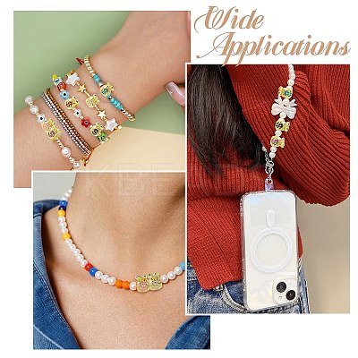 6Pcs 6 Colors Real 18K Gold Plated Brass Enamel Beads KK-CJ0002-68-1