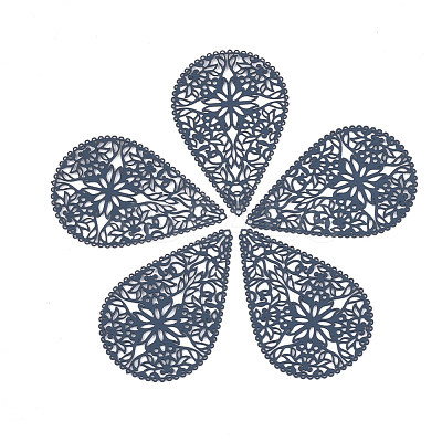 430 Stainless Steel Filigree Pendants STAS-S108-15B-1
