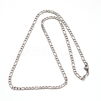 Non-Tarnish 304 Stainless Steel Figaro Chain Necklaces NJEW-I065-36-1