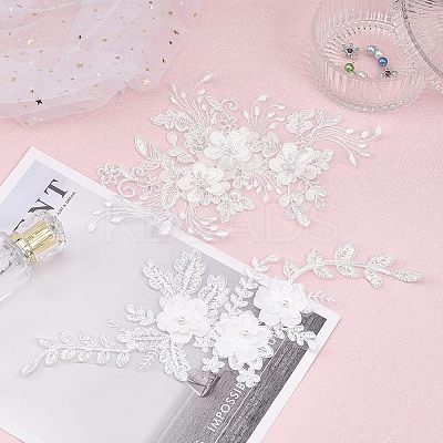 2 Pairs 2 Style 3D Flower Polyester Embroidery Sew on Flower Appliques PATC-CA0001-09-1