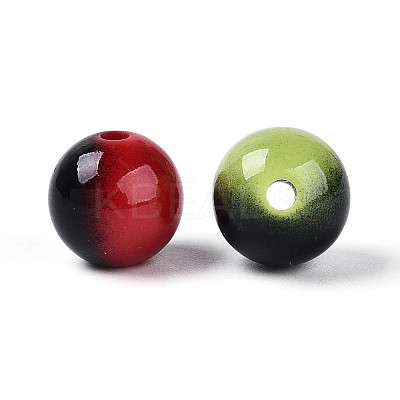 Spray Painted Opaque Acrylic Round Beads SACR-T018-22M-1